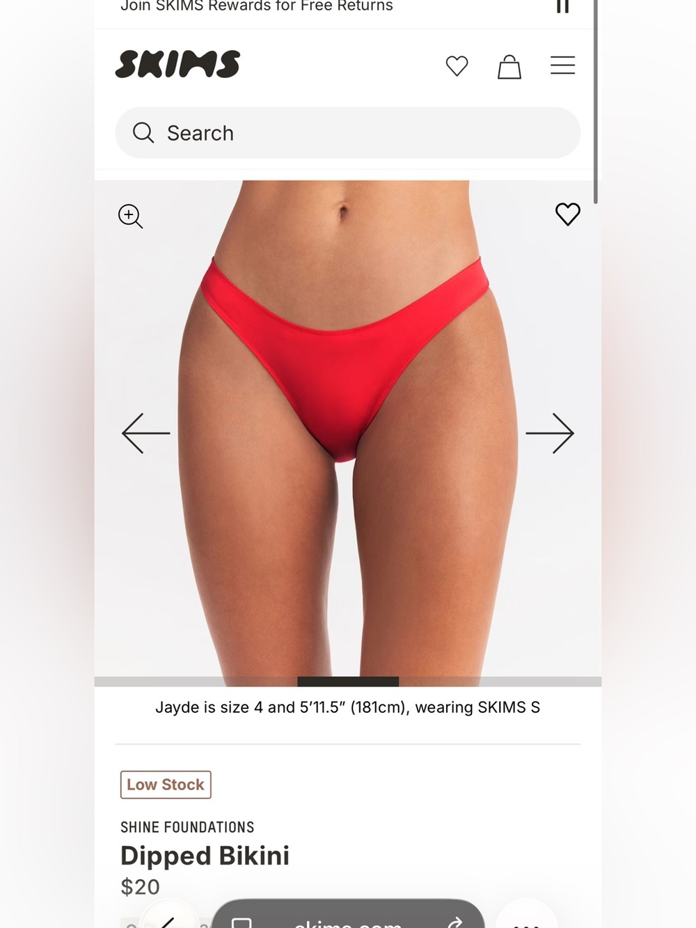 SKIMS Shine Foundation Dipped Bikini Bottom